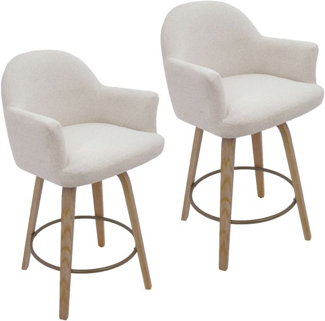 Worldwide Homefurnishings Inc. Torra 2-Piece Oat/Washed Oak Swivel Counter Stool Set-0