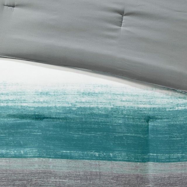 Olliix by Madison Park Essentials Aqua California King Saben Complete Comforter and Cotton Sheet Set-4