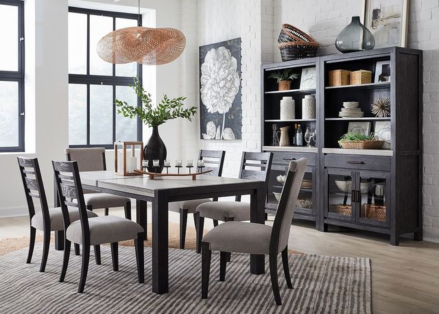 Magnussen Home® Plum Creek Ravenwood Black Rectangular Dining Table with Marble Top-4