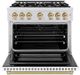 ZLINE Select Autograph Edition 36" Satin Stainless Steel Pro Style Dual Fuel Range with White Matte Door and Champagne Bronze Accents-1