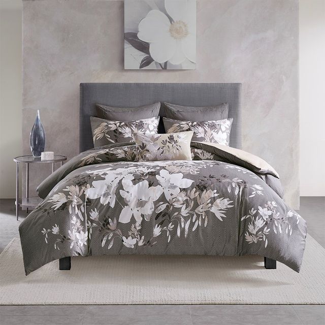 Olliix by N Natori Odessa 3 Piece Cotton Neutral King/California King Comforter Set-0