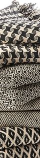 Giftcraft 4-Piece Black/Cream Assorted Handloom Throw Set-1