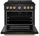 ZLINE Autograph Edition Paramount 36" Black Stainless Steel/Polished Gold Helix Handle Freestanding Gas Range with 6 Burner Cooktop and Convection Gas Oven-5