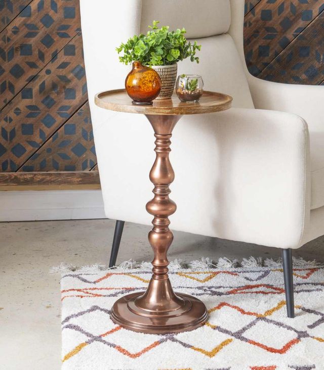 Powell® Barlmoral Natural Side Table with Antique Copper Base-3