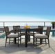 Sunset West Pietra Stone Gray Aluminum/Olefin Rope Outdoor Dining Arm Chair with Echo Ash Cushion-4