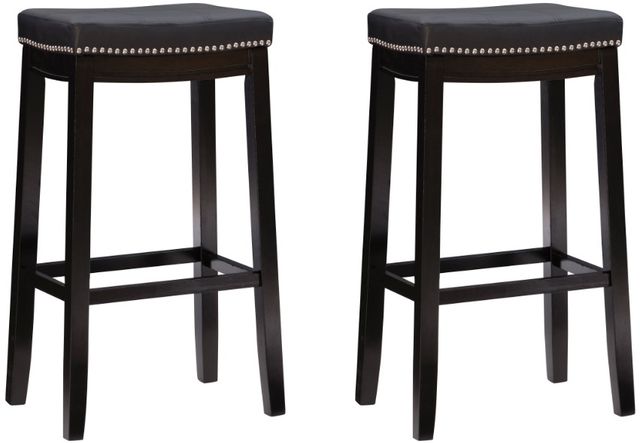 Linon Claridge 2-Piece Black Bar Stool Set-0