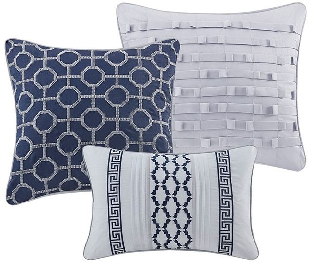 Olliix by Madison Park Bennett 7 Piece Navy King Jacquard Comforter Set-2