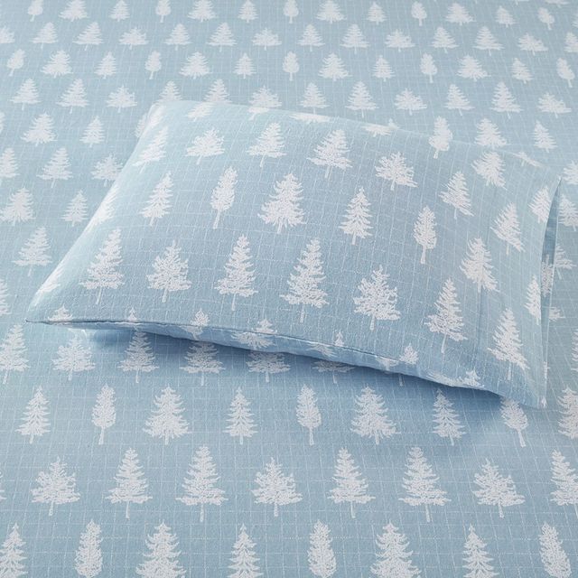 Olliix by True North by Sleep Philosophy Blue Forest King Cozy 100% Cotton Flannel Printed Sheet Set-1