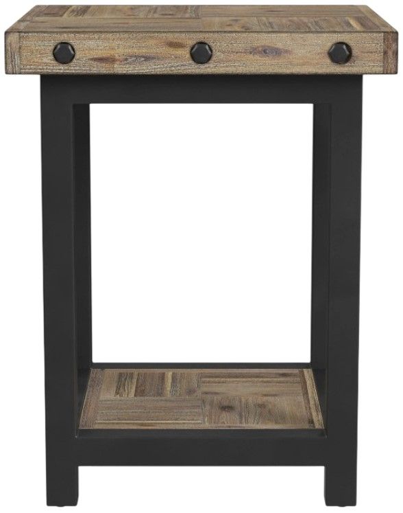 Flexsteel® Carpenter Light Brown Chairside Table with Black Metal Frames-3