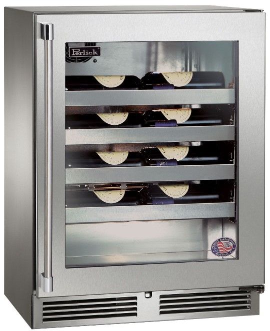 Perlick® Marine & Coastal Series 24" 3.1 Cu. Ft. Stainless Steel Glass Door Built-In Wine Reserve-0