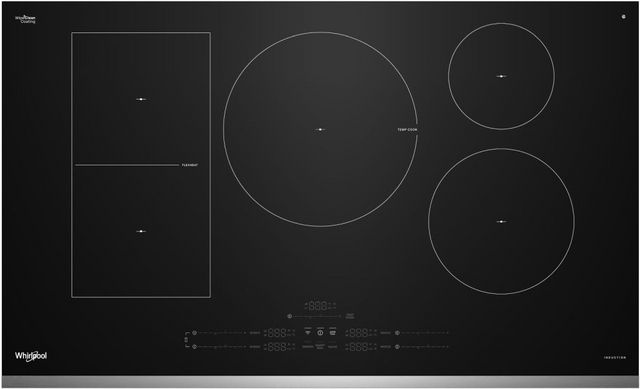 Whirlpool 36" Black/Stainless Steel Intelligent Induction Cooktop with Temp Cook™ Technology and WipeClean™ Coating-0