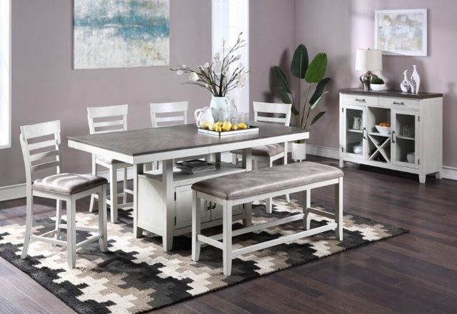 New Classic® Home Furnishings Richland Stonewash Gray/White Counter Table-1