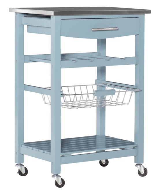 Linon Zoey Smoke Blue Kitchen Cart-0