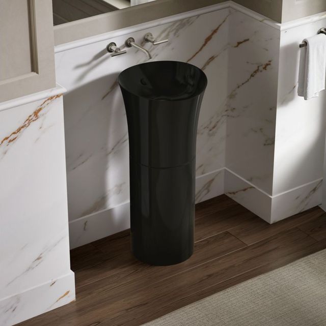 Kohler Veil™ Black 12.25" Pedestal Bathroom Sink-1