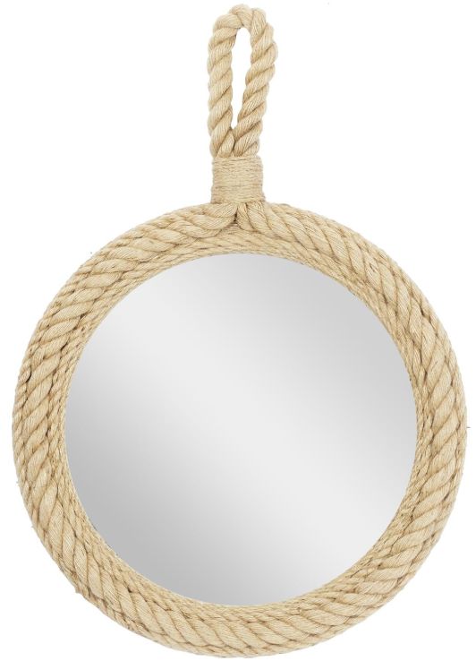 Deco Marche Brown Jute Rope Small Twisted Rope Room Wall Mirror-0