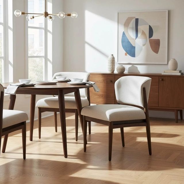 LH Home Fritz Athens Chestnut/Linen Taupe Dining Side Chair-1