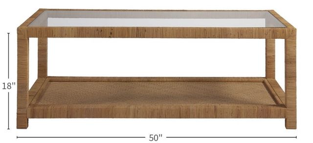 Universal Explore Home™ Escape-Coastal Living Home Long Key Glass Top Cocktail Table with Brown Base-2