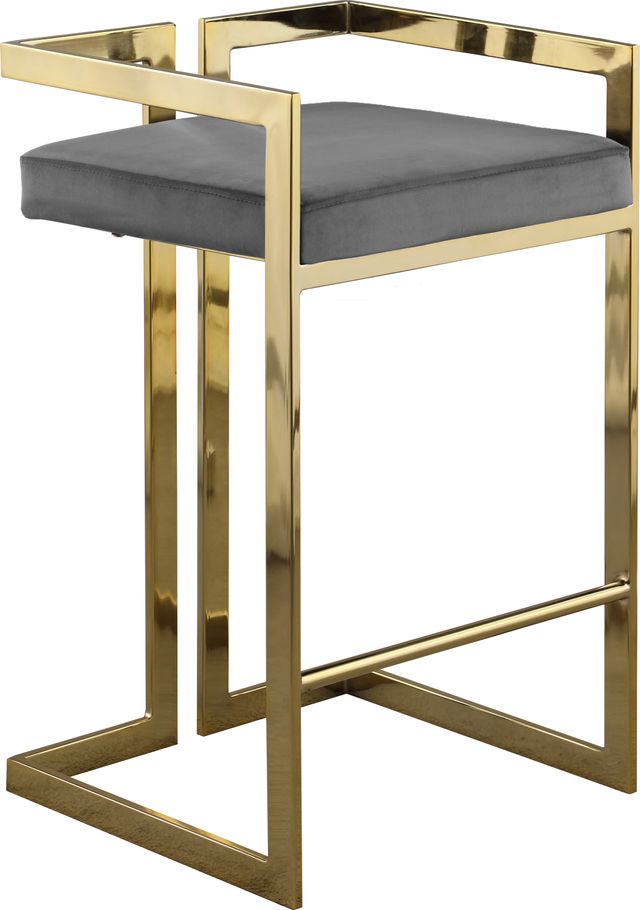 Meridian Furniture Ezra Gray Velvet Counter Stool-0