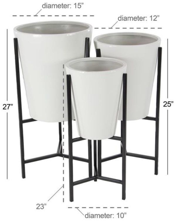 Deco Marche 3-Piece Black/White Planter Set-2