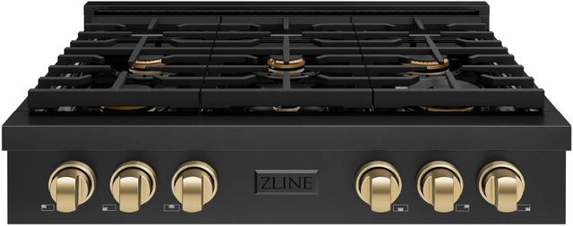 ZLINE Paramount Autograph Edition 36" Black Stainless Steel Gas Rangetop with Champagne Bronze Accents-0