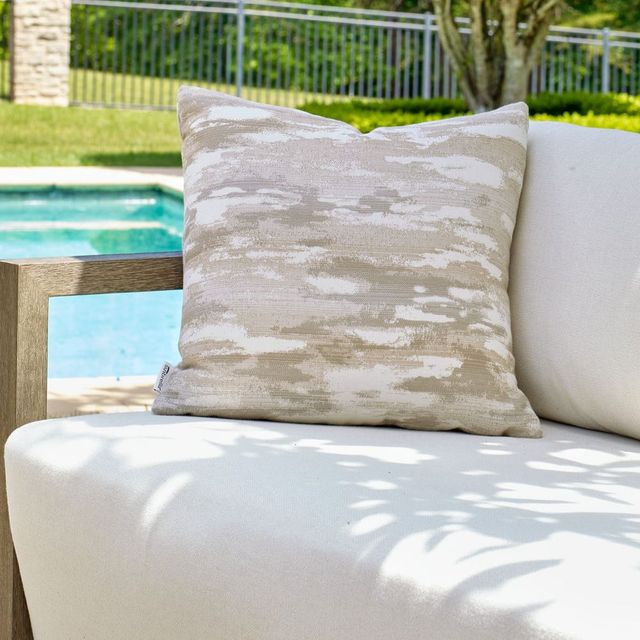 Uttermost® Abstract Waves Cream/Flax/Putty Polyester Indoor-Outdoor Pillow-1