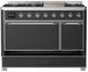 Ilve® Majestic III 48" Graphite Matte Pro Style Dual Fuel Natural Gas Range with Solid Door and Chrome Trim-2