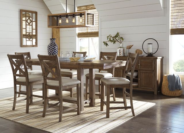 Signature Design by Ashley® Moriville 5-Piece Grayish Brown Counter Height Dining Set-3