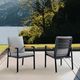Armen Living Crown 2-Piece Black/Dark Gray Aluminum/Fabric Outdoor Dining Arm Chairs Set-1