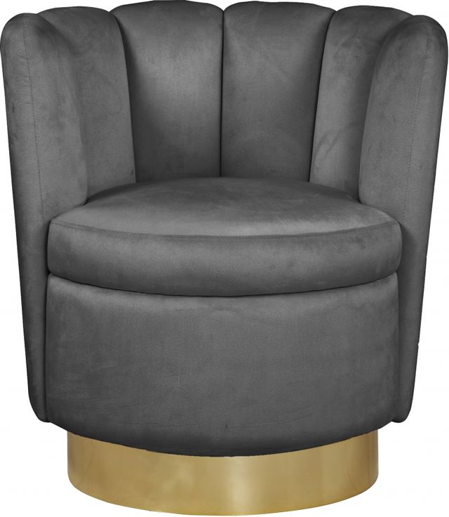 Meridian Furniture Lily Grey Velvet Swivel Chair-2