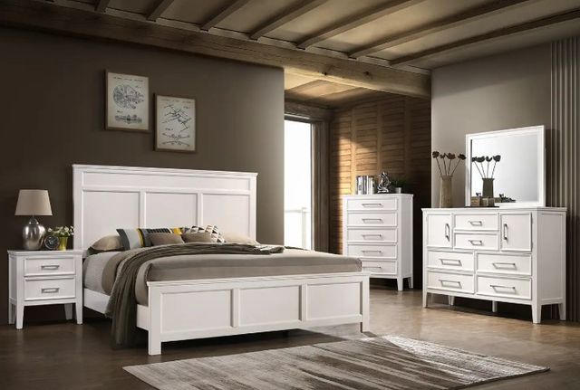 New Classic® Home Furnishings Andover White Eastern King Panel Bed-1