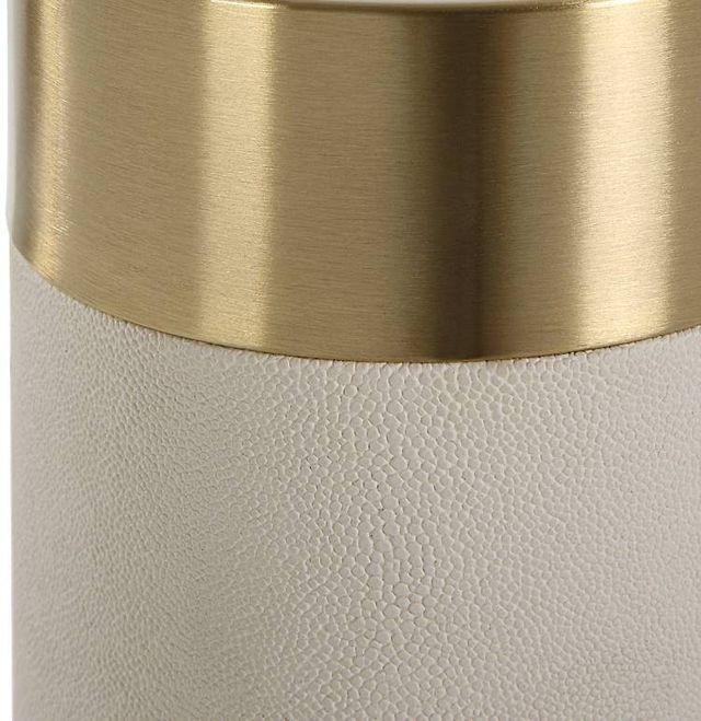 Uttermost® Wessex 2-Piece Antique Brushed Brass/White Pillar Candleholders Set-4