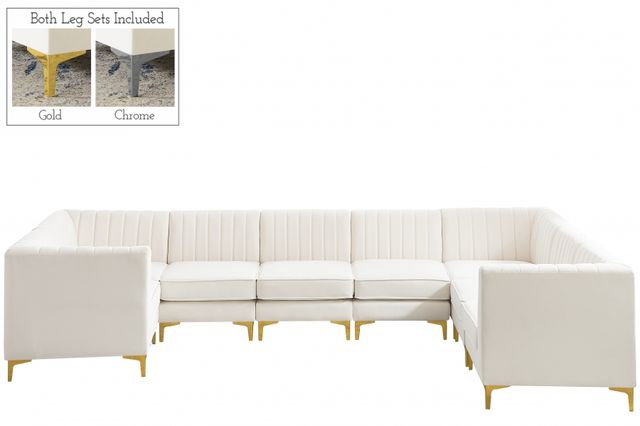 Meridian Furniture Alina 8-Piece Cream Velvet Upholstered Modular Sectional-3