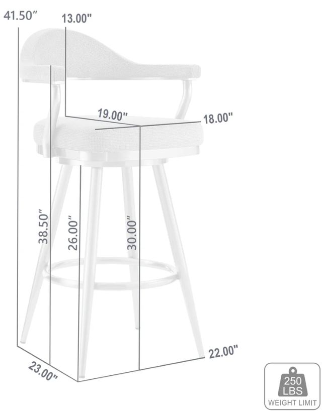 Armen Living Justin Gold/Silver Swivel Bar Stool-2
