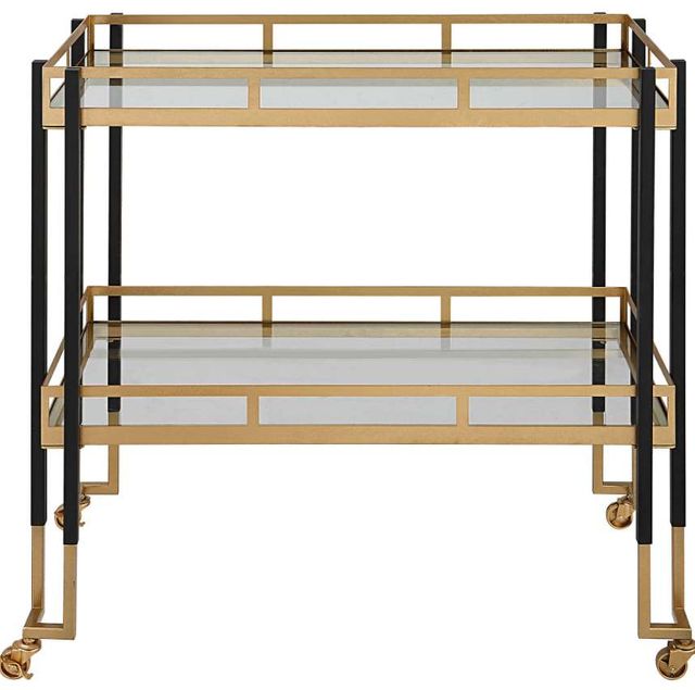 Uttermost® Kentmore Black/Gold Bar Cart-3