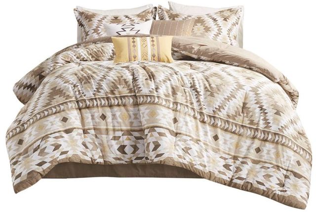Olliix by Madison Park Harding 7 Piece Neutral Queen Cotton Comforter Set-0