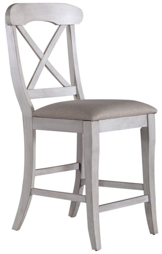 Liberty Furniture Ocean Isle Antique White/Gray Upholstered Counter Chair-0