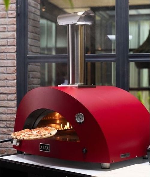 Alfa Moderno 5 Pizze 47" Ruby Red Natural Gas Pizza Oven-4