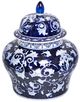 A & B Home Aline Blue/White Ginger Jar-0