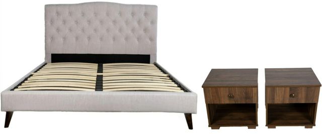 Bernards Rachel 3-Piece Brown/Taupe King Panel Bedroom Set-0