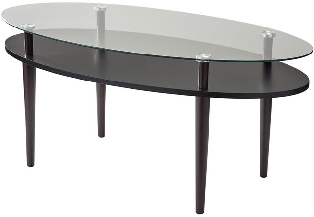 Adesso® Dwight Glass Top Coffee Table with Black Base-0