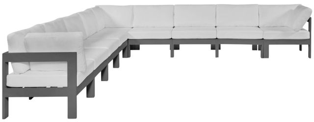 Meridian Furniture Nizuc 9-Piece Dark Gray/White Aluminum/Fabric 150" Outdoor Patio Modular Sectional-1