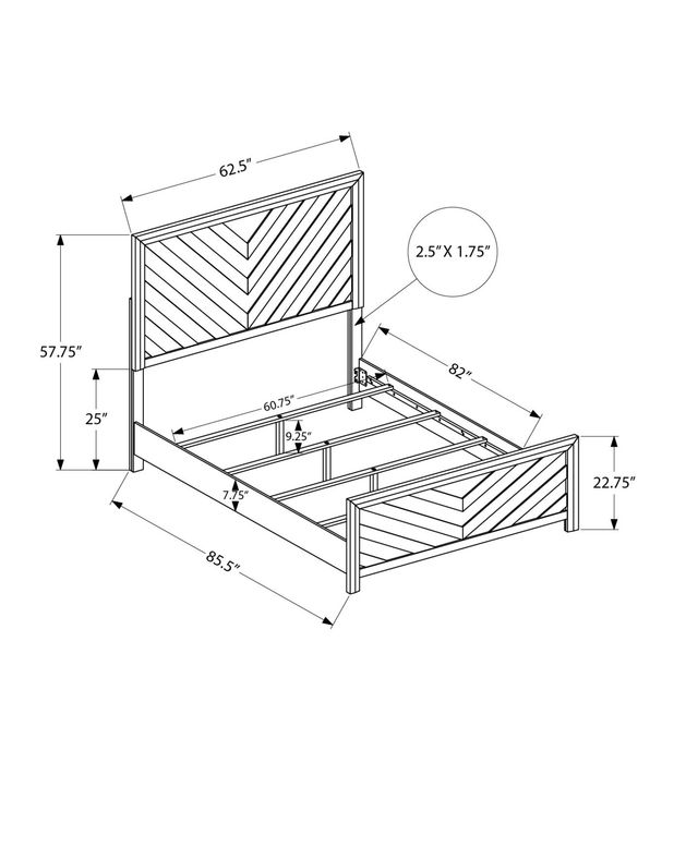 Monarch Specialties Inc. Bleached Oak Queen V-Shape Panel Bed-2