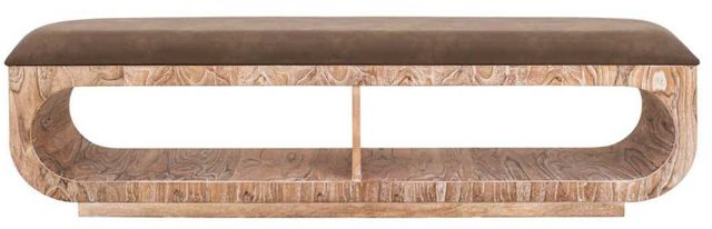 International Furniture Direct Balam Gray/Stained White Upholstered Bench-3