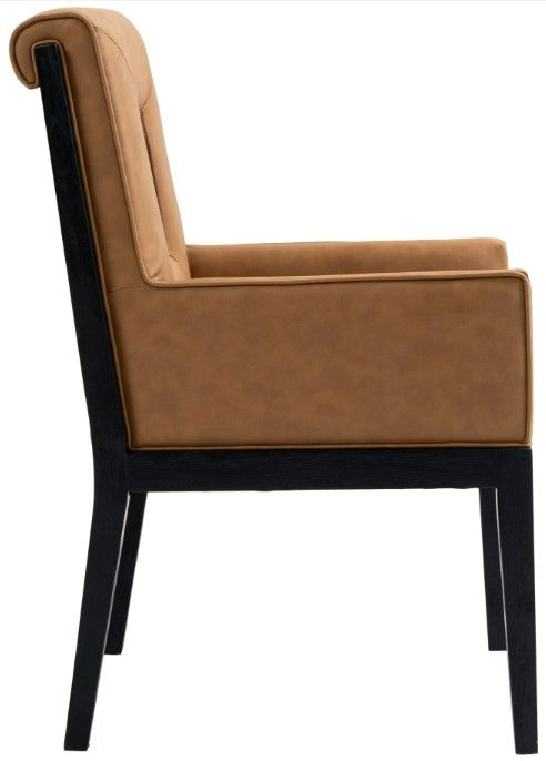 Meridian Furniture Gwendolyn Cognac/Black Vegan Leather Dining Arm Chair-2