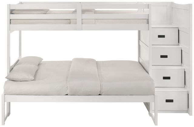 Elements International Sami White Youth Twin Over Full Step Bunk Bed with Right Headboard-0