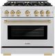 ZLINE Select Autograph Edition 36" Satin Stainless Steel Pro Style Dual Fuel Range with Champagne Bronze Accents-0