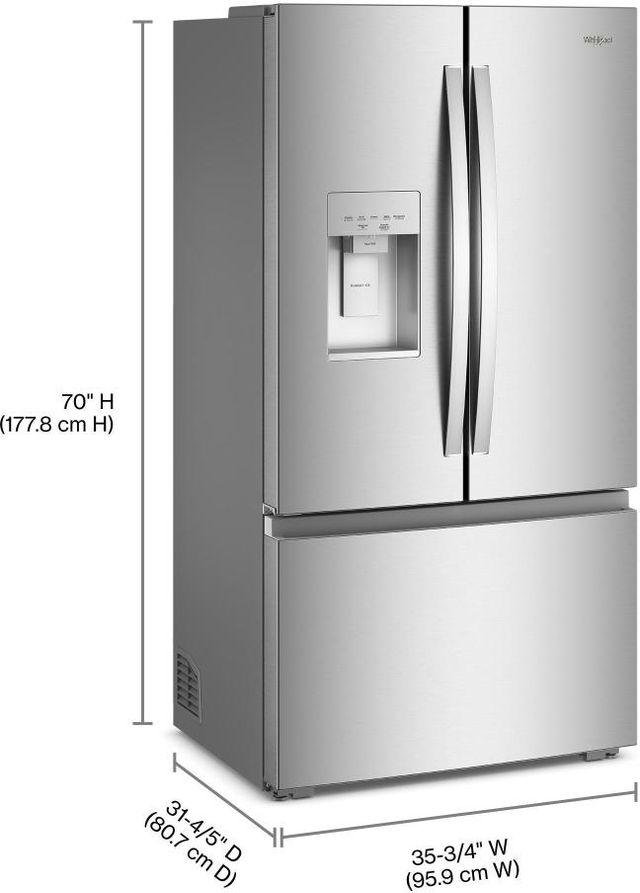 Whirlpool® 36" 23.4 Cu. Ft. Fingerprint-Resistant Stainless Finish Counter Depth French Door Refrigerator with Nugget Ice-4