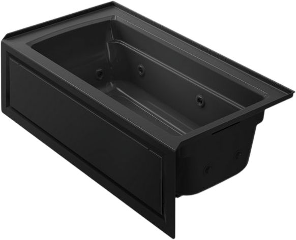 KOHLER® Archer® Black 60" x 32" Alcove Heated Whirlpool Bath - Right Drain-0