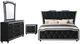 Coaster® Lorient 4-Piece Black California King Upholstered Panel Bedroom Set-0