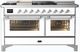 Ilve® Majestic III 60" White Pro Style Dual Fuel Natural Gas Range with French Top and Chrome Trim-0